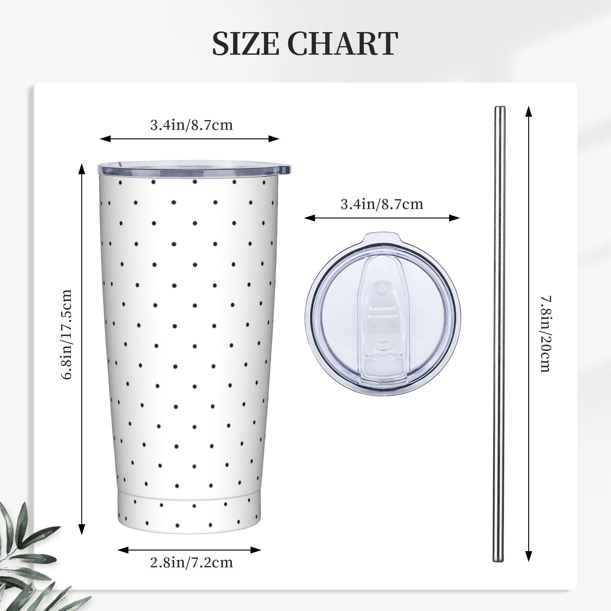 Black & White Polka Dot Patter - Tumbler 20Oz White recensie en prijs
