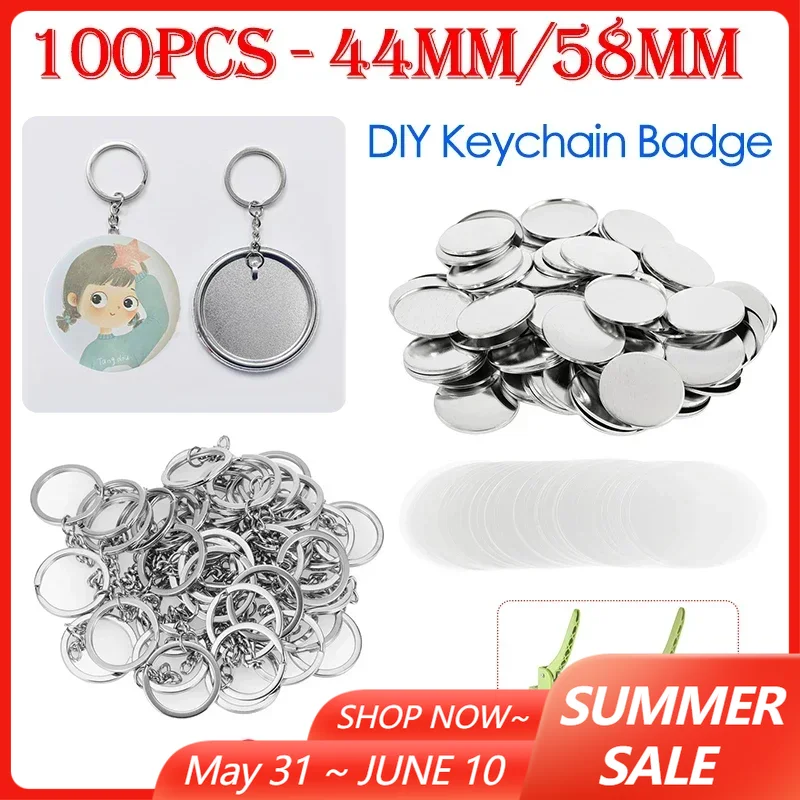 100PCS 44mm 58mm Keychains Bad - Button Badge Blank recensie en prijs