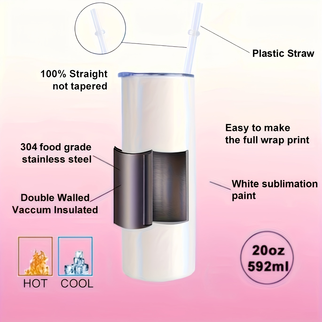 50/25/10 Pack Sublimation Tumb - Tumbler 20Oz White recensie en prijs