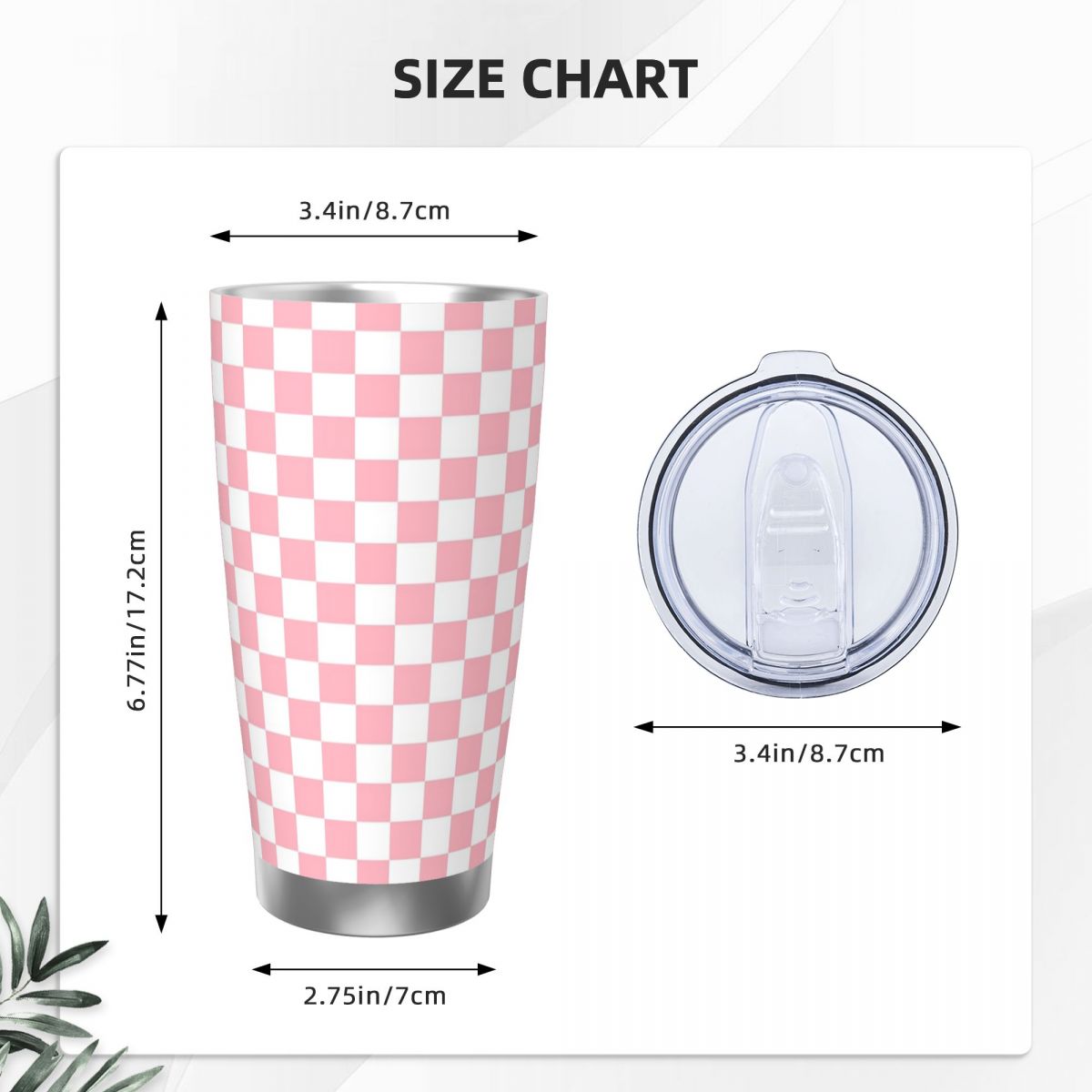 Pink White Checkerboard Patter - Tumbler 20Oz White recensie en prijs