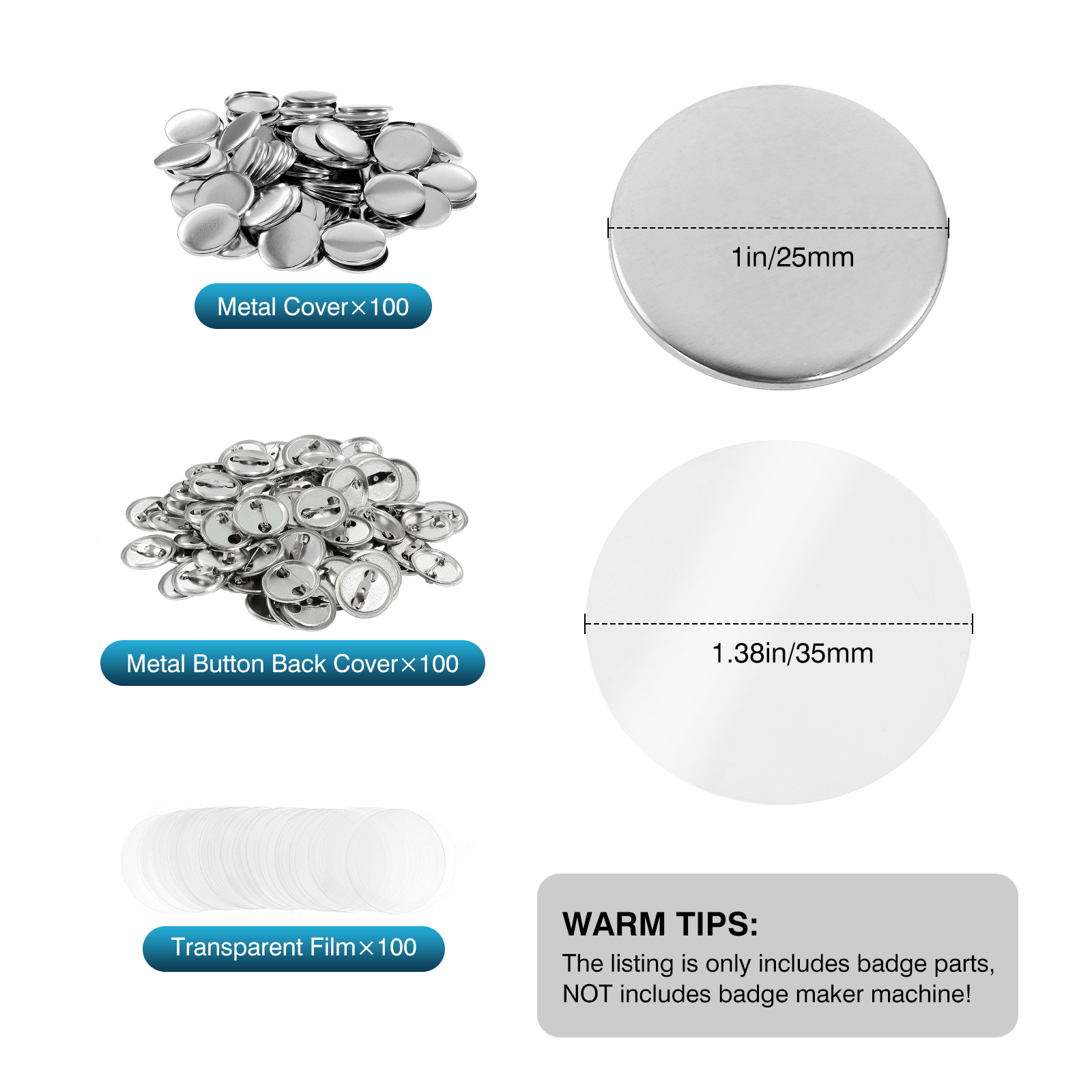 100Pcs Mini DIY Round Mirror M - Button Badge Blank recensie en prijs
