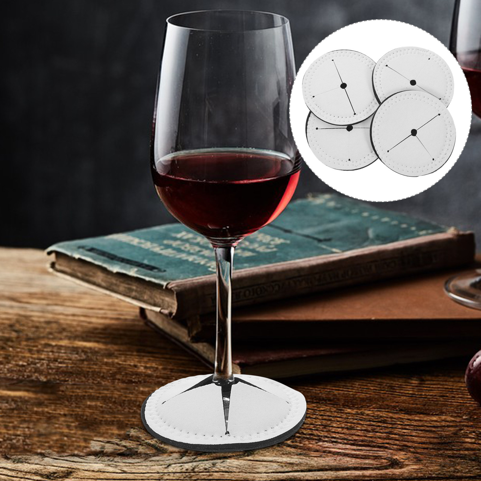 4Pcs Red Wine Cup Coasters Hea - Coaster Sublimation Blank recensie en prijs