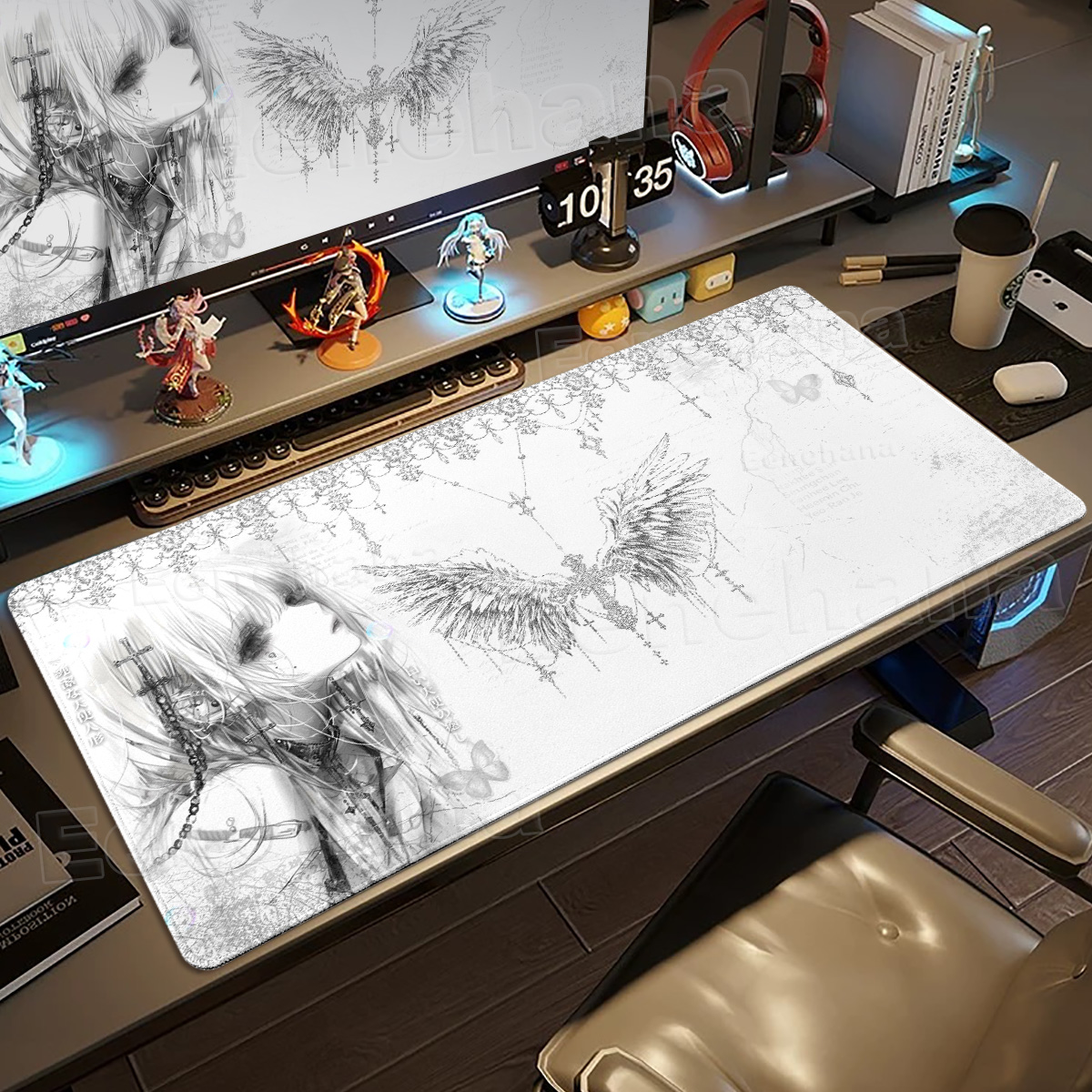 Black White Angel Mouse Pad La - Mouse Pad Blank Sublimation recensie en prijs