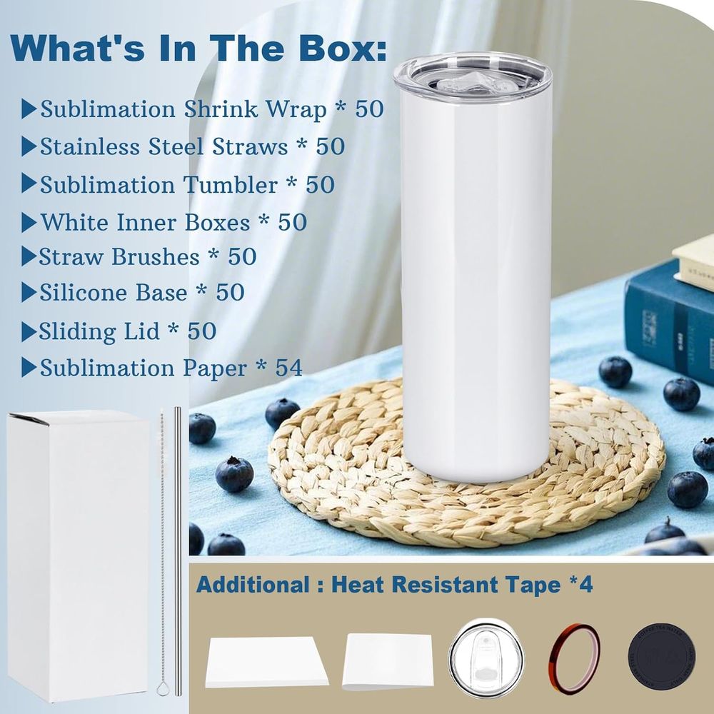 50 Pack 20 OZ Sublimation Tumb - Tumbler 20Oz White recensie en prijs