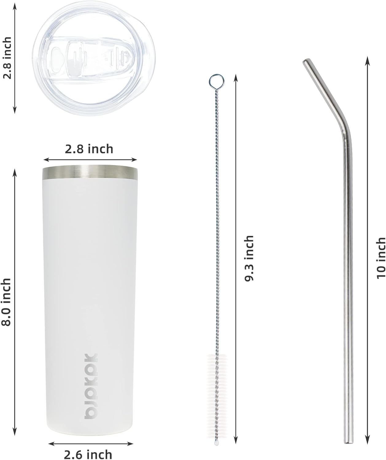 20 oz Skinny Tumbler with Lid, - Tumbler 20Oz White recensie en prijs