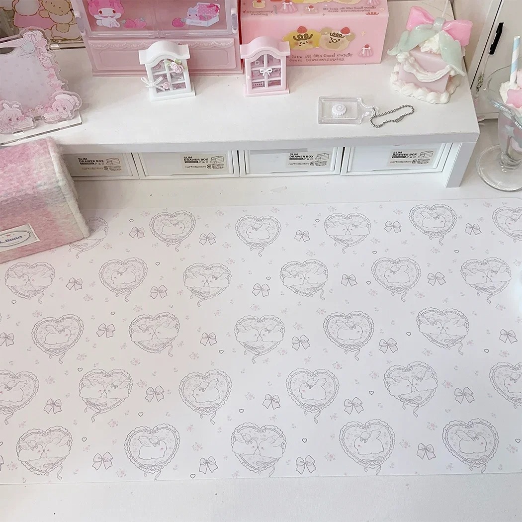 Kawaii Pink Rabbit Leather Des - Mouse Pad Blank Sublimation recensie en prijs