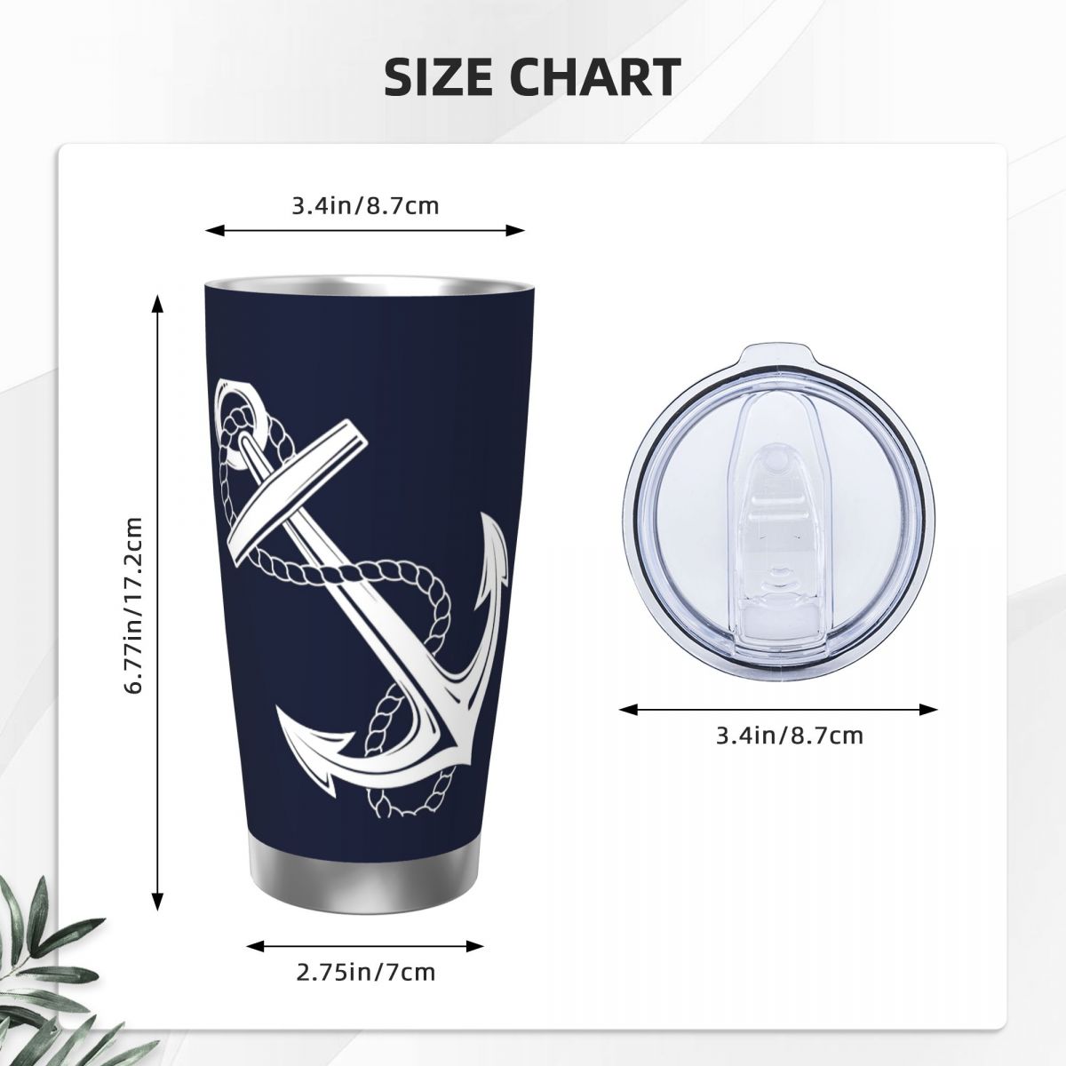 Anchor Nautical White & Navy S - Tumbler 20Oz White recensie en prijs