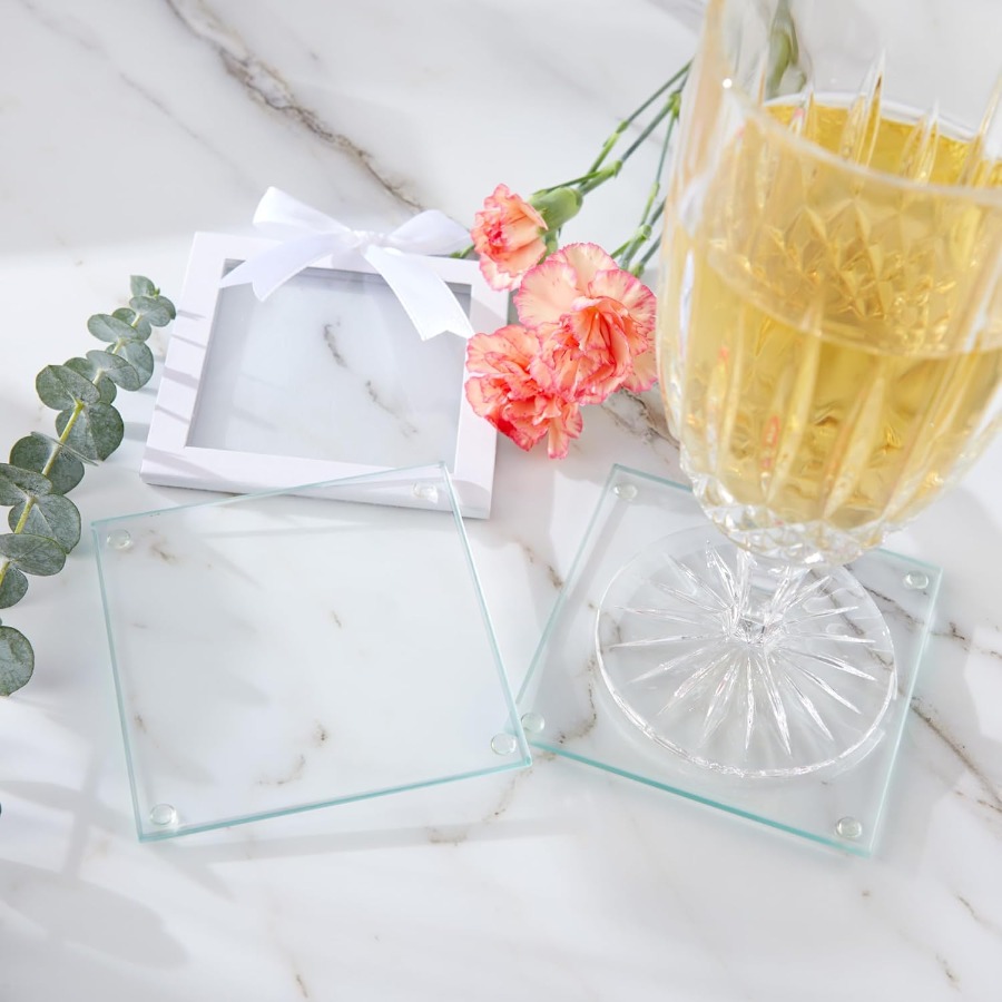Clear Glass Drink Coasters Set - Coaster Sublimation Blank recensie en prijs