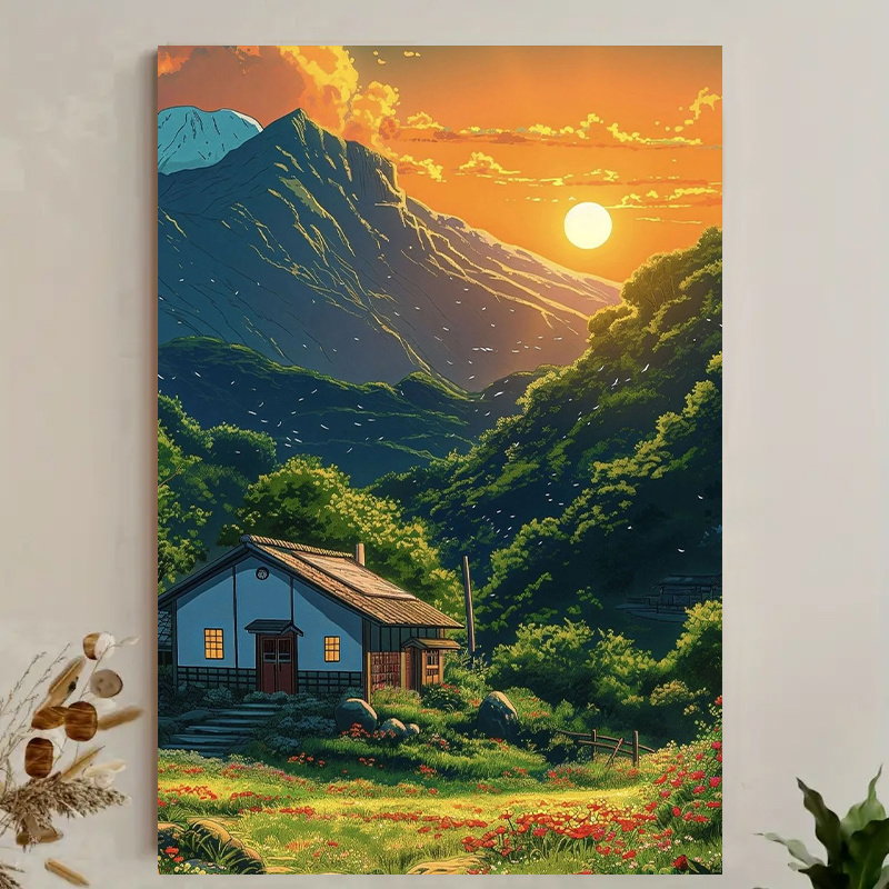 1pc Mountain Cabin Sunset Canv - Canvas Wrap Ready recensie en prijs